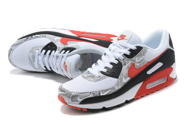 Air Max 90 White Black Red Sneaker (Unisex) (Up to Size 12)