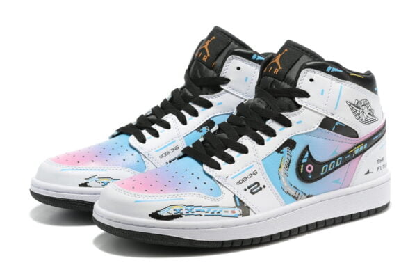 Air Jordan 1 Mid White Black Rainbow (Unisex)