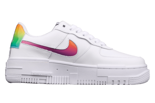 Ladies Air Force 1 Pixel White Blue Rainbow Shoe