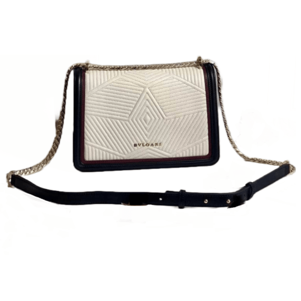 Bvlgari White Black Serpenti Diamond Blast Luxury Shoulder Bag