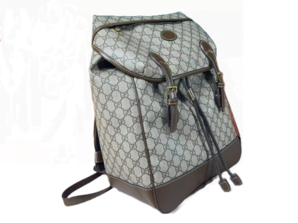 Luxury Gucci Leather-trimmed Monogrammed Coated-canvas Backpack