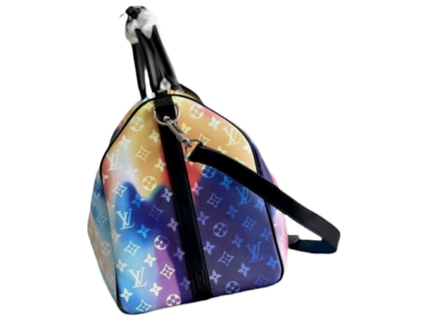 Louis Vuitton Luxury Monogram Metal Charm Key Holder Rainbow Navy Shoulder Bag