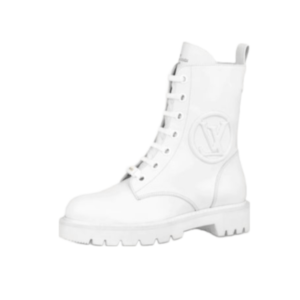 Ladies Louis Vuitton Triple White Leather Territory Flat Ranger Boot