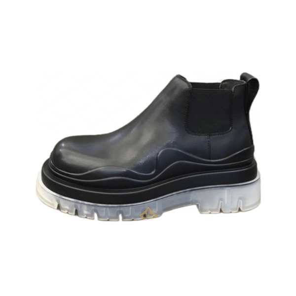 Bottega Veneta Black Silver Leather Puddle Boot (Unisex)