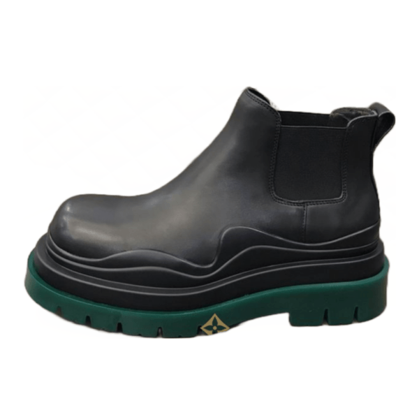 Bottega Veneta Green Black Leather Puddle Boot (Unisex)