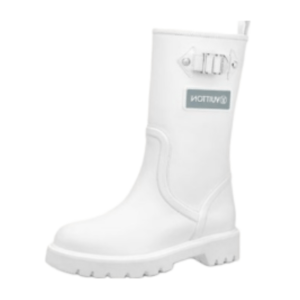 Ladies Louis Vuitton Silver White Leather Territory Half Flat Boot