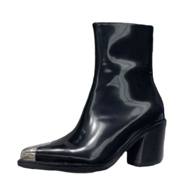 Ladies Alexander Punk Metal-cap Leather Boot