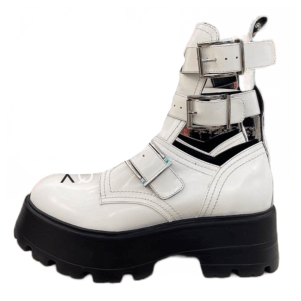 Ladies Alexander McQueen White Buckle Ankle Boot