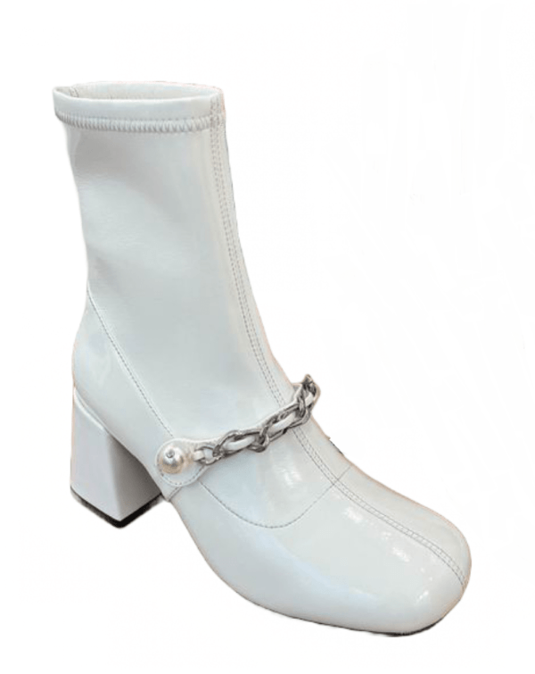 Ladies Miu Miu White Stretch Technical Naplak Booties