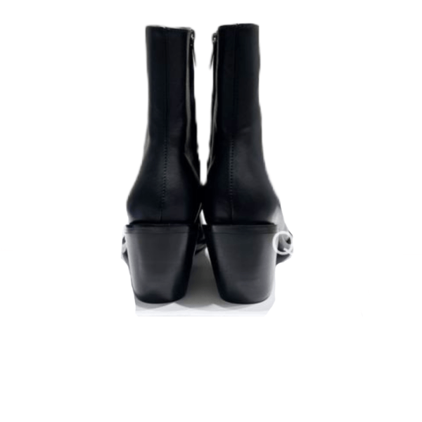 Ladies Alexander McQueen Black Leather Punk Metal-cap Boot