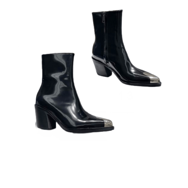 Ladies Alexander Punk Metal-cap Leather Boot