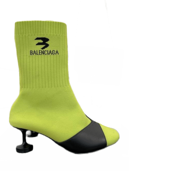 Ladies Balenciaga Neon yellow Black Sock 90mm Bootie