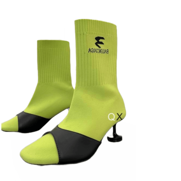 Ladies Balenciaga Neon yellow Black Sock 90mm Bootie