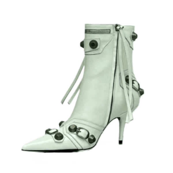 Ladies Balenciaga White Cagole 90mm Bootie