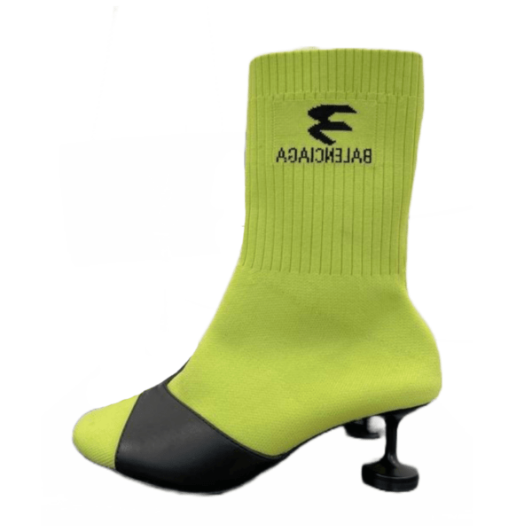 Ladies Balenciaga Neon yellow Black Sock 90mm Bootie