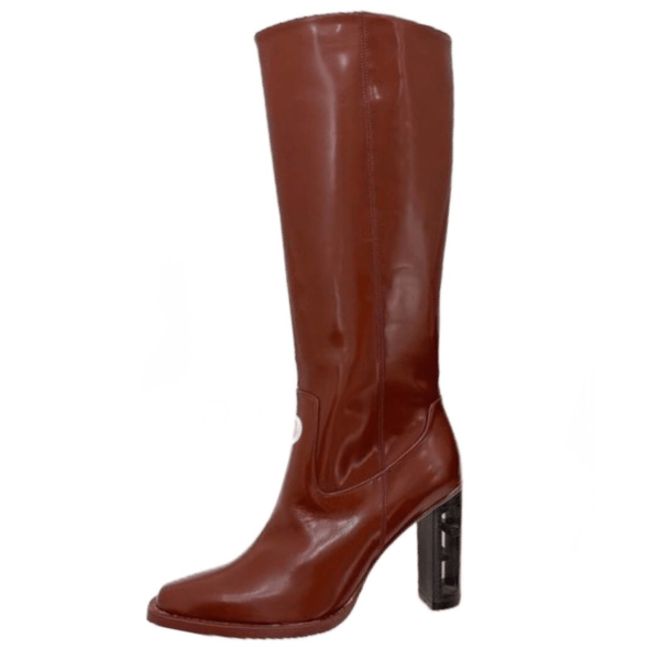 Ladies Fendi Maroon Leather Baguette High-heeled Boot