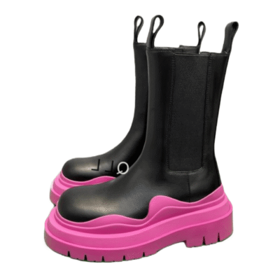 Ladies Bottega Veneta Black Pink Tire Chelsea Boot 630297VBS501491