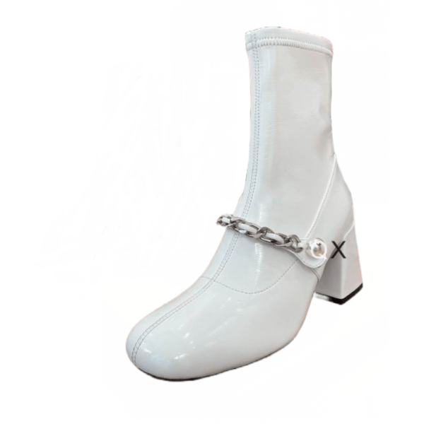 Ladies Miu Miu White Stretch Technical Naplak Booties