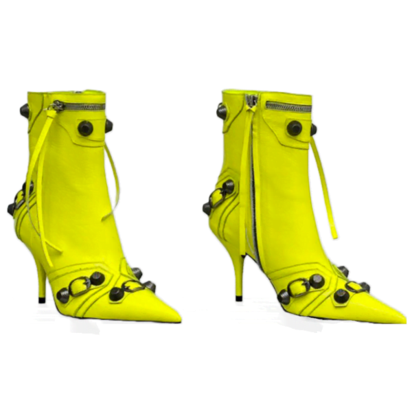 Ladies Balenciaga Yellow Lime Cagole 90mm Bootie