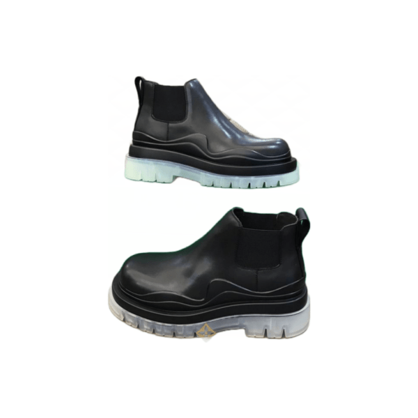 Bottega Veneta Black Silver Leather Puddle Boot (Unisex)