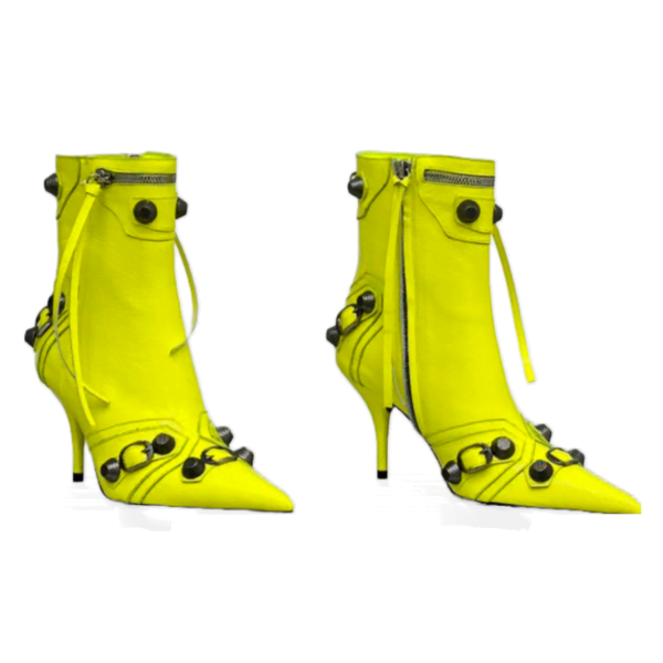 Ladies Balenciaga Yellow Lime Cagole 90mm Bootie