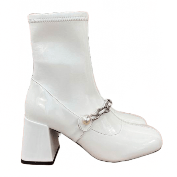 Ladies Miu Miu White Stretch Technical Naplak Booties