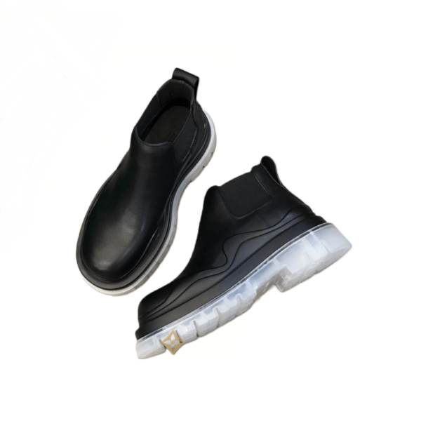 Bottega Veneta Black Silver Leather Puddle Boot (Unisex)