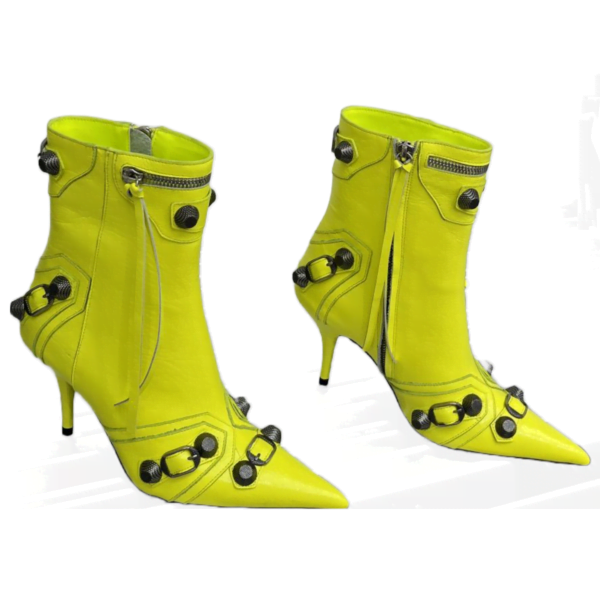 Ladies Balenciaga Yellow Lime Cagole 90mm Bootie