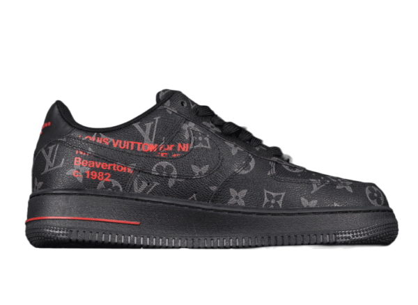 2022 Louis Vuitton x Air Force 1 Low Black Red Monogram (Unisex)