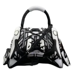 Balenciaga Leather Black White SnkHead Shoulder Bag