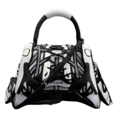 Balenciaga Leather Black White SnkHead Shoulder Bag