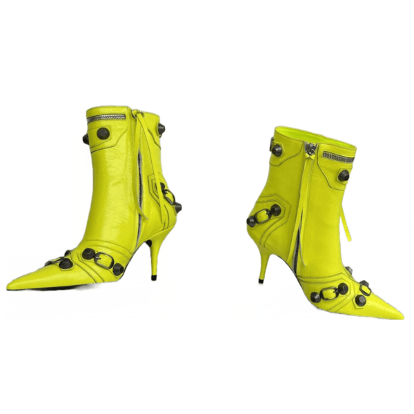 Ladies Balenciaga Yellow Lime Cagole 90mm Bootie