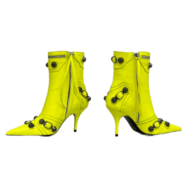 Ladies Balenciaga Yellow Lime Cagole 90mm Bootie