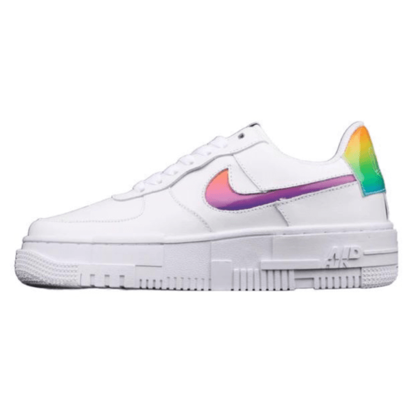 Ladies Air Force 1 Pixel White Blue Rainbow Shoe