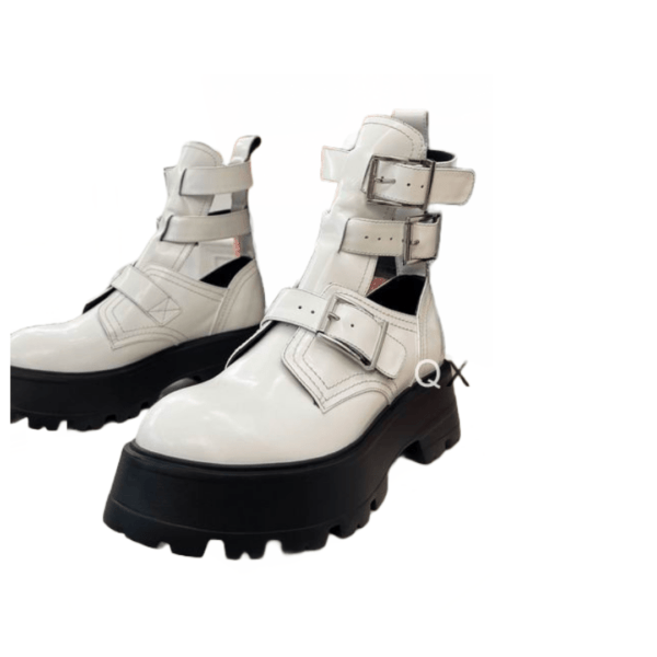 Ladies Alexander McQueen White Buckle Ankle Boot