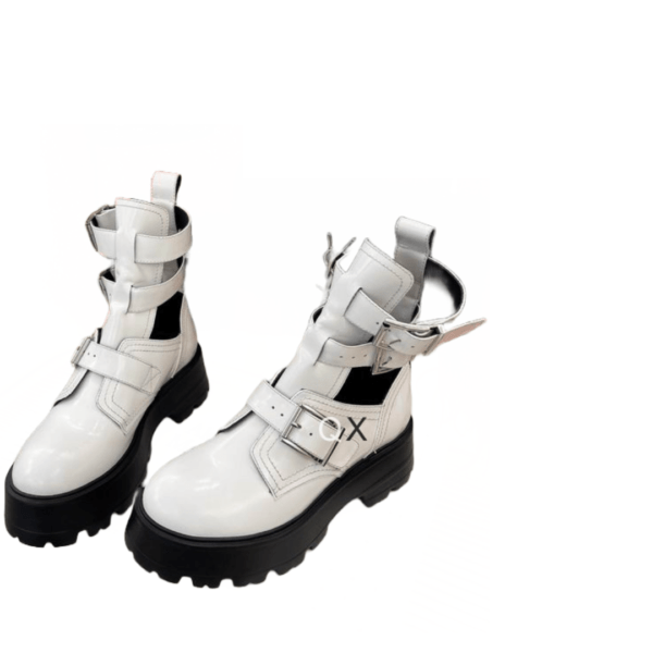 Ladies Alexander McQueen White Buckle Ankle Boot