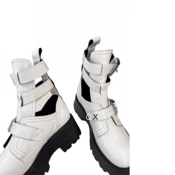 Ladies Alexander McQueen White Buckle Ankle Boot