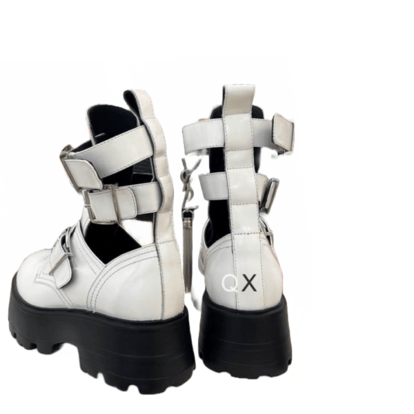 Ladies Alexander McQueen White Buckle Ankle Boot