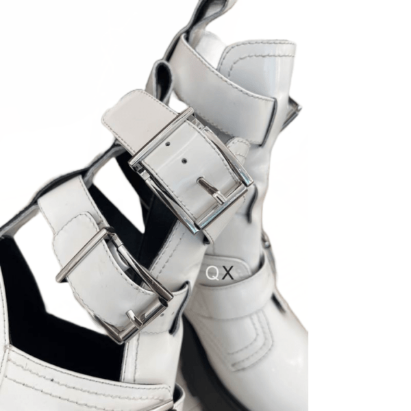 Ladies Alexander McQueen White Buckle Ankle Boot