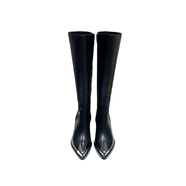 Ladies Alexander McQueen Black Leather Punk Knee-high Boot