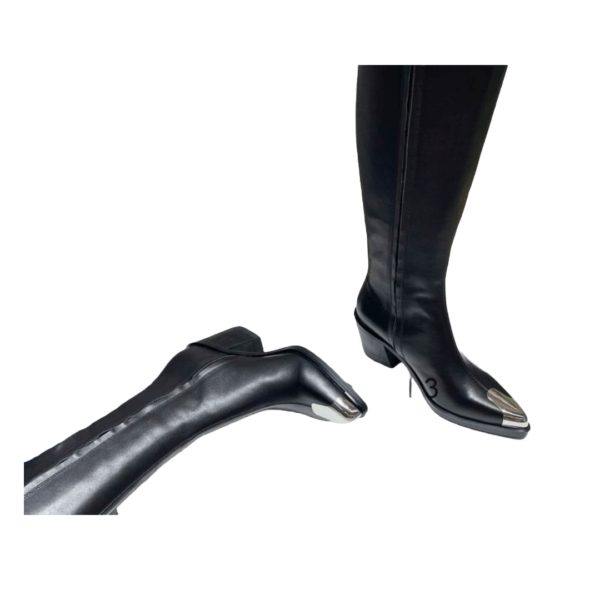 Ladies Alexander McQueen Black Leather Punk Knee-high Boot