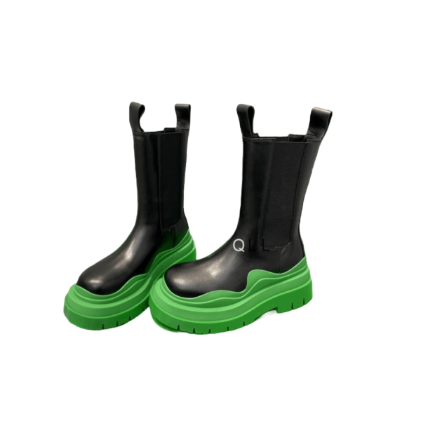 Ladies Bottega Veneta Black Lime Tire Chelsea Boot