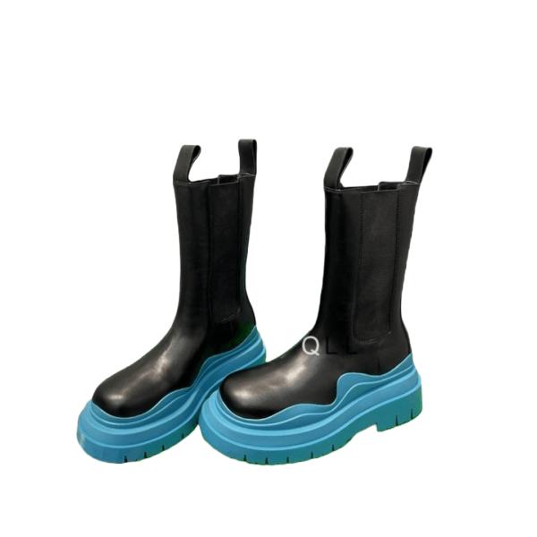 Ladies Bottega Veneta Black Blue Tire Chelsea Boot