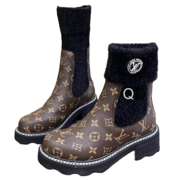 Ladies Louis Vuitton Brown Monogram Beaubourg Ankle Boot