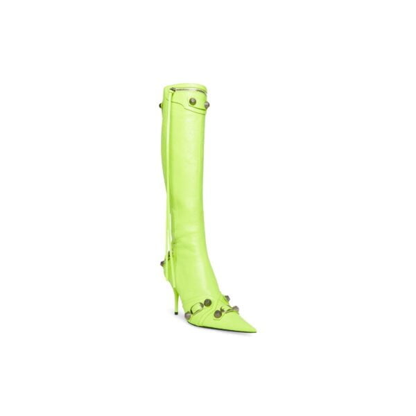 Ladies Balenciaga Cagole 90mm Lime Green Arena Lambskin Boot