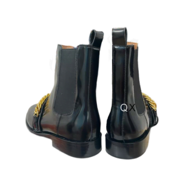 Ladies Givenchy Black Leather Gold Chain Detailed Chelsea Boot