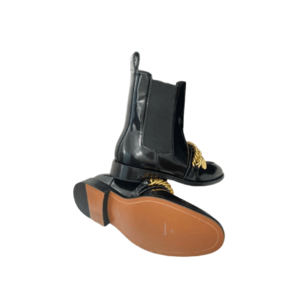 Ladies Givenchy Black Leather Gold Chain Detailed Chelsea Boot