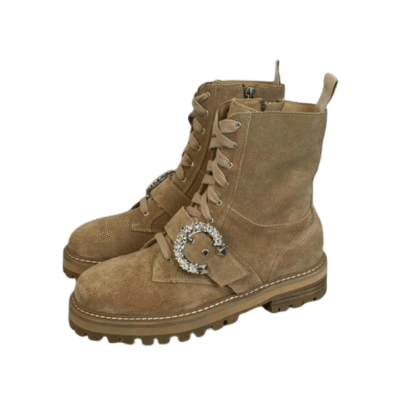 Ladies Jimmy Choo Brown Suede Combat Boot