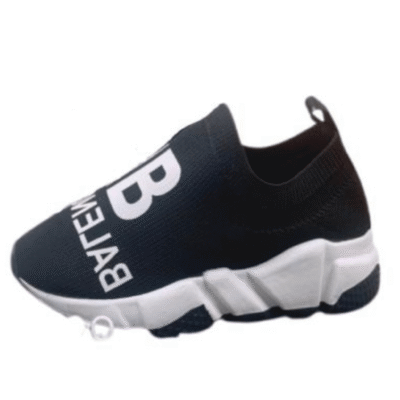 Kid's Balenciaga Black White BB Slip-on Knit Shoe (Unisex)