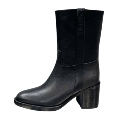 Ladies Celine Black Leather Mid-Heel Boot